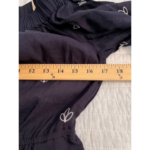 NWT FARM RIO X ANTHROPOLOGIE Jackie Embroidered Romper shorts Sz Xs Navy/White - Picture 10 of 11